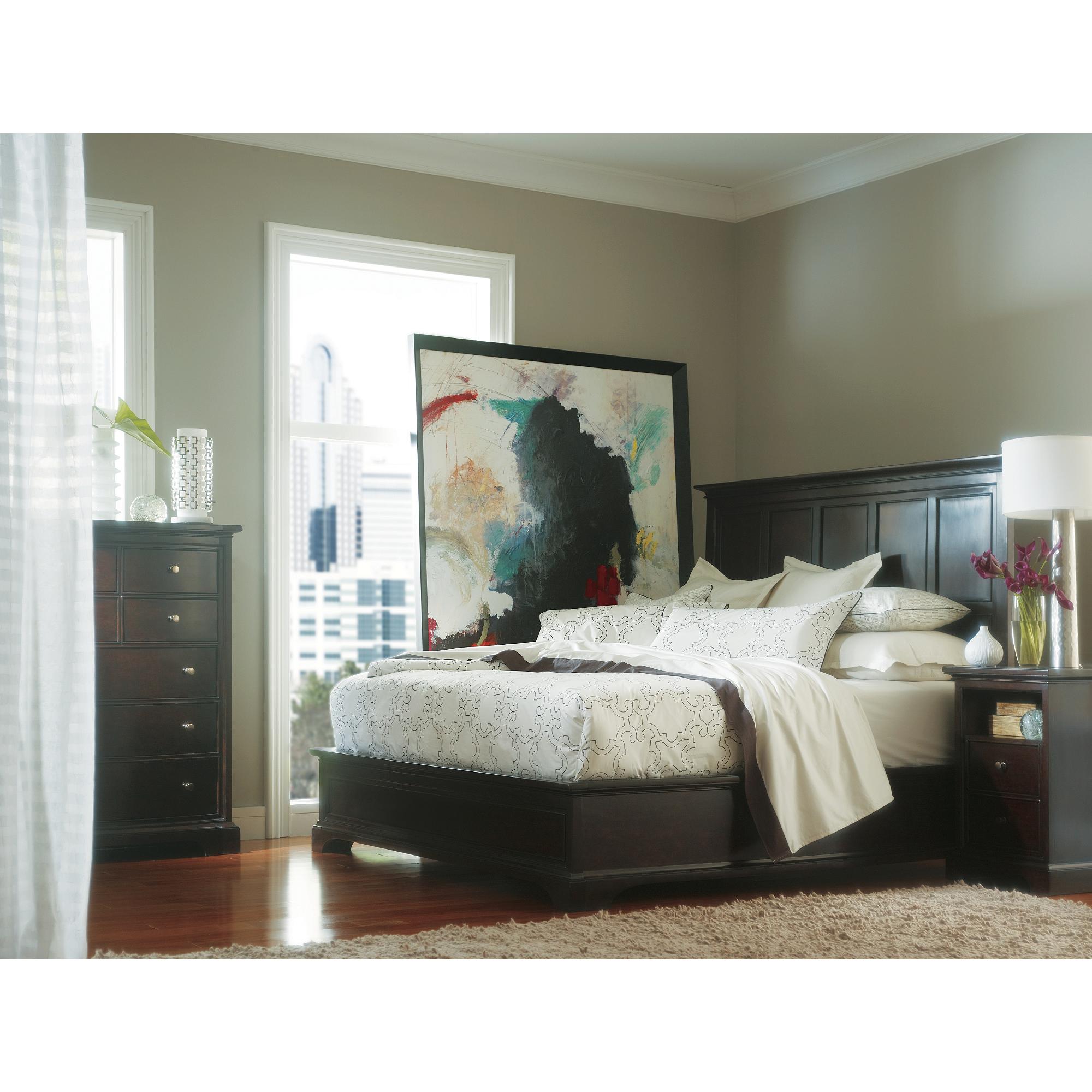Stanley Furniture Transitional King Panel Bed with Wood Veneer Story